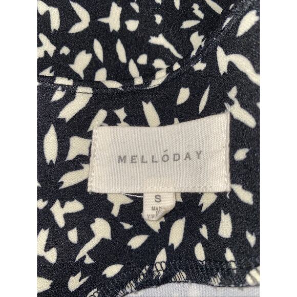 Melloday Women’s Printed Short Sleeve Top Black/Cream Size Small - Picture 4 of 6